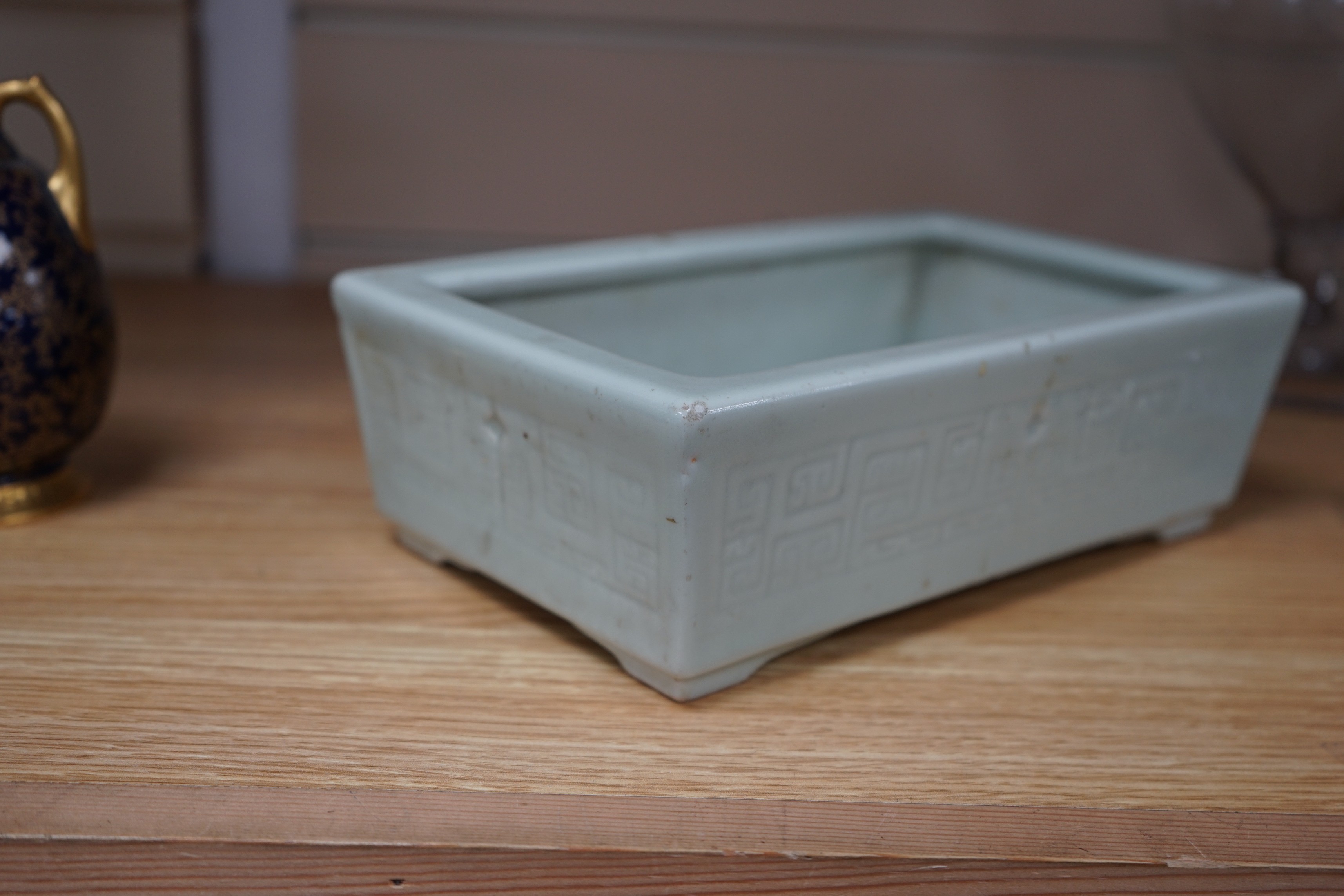 A Chinese celadon glazed planter, early 20th century, 24 cms wide x 14 deep